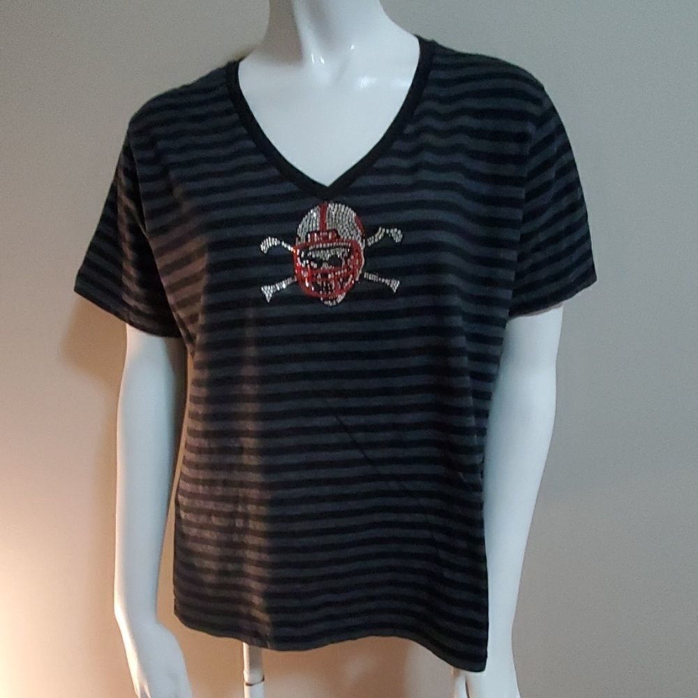 Nebraska Huskers Black & Gray Striped Tee (L)